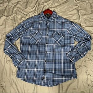 ❌SOLD❌Harley-Davidson Genuine MotorClothes Blue Plaid Flannel Shirt L Pockets